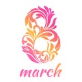 Greeting card with 8 March.