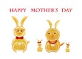 Greeting card for mom with cute animals, made of vegetable and