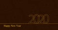 Greeting card for the new year with numbers 2020 from golden chains and a transparent Arabic ornament. Text Happy New Year. Vector Royalty Free Stock Photo