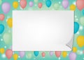 Greeting card note white note on ballon background Royalty Free Stock Photo