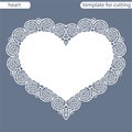 Greeting card with openwork border, paper doily under the cake, template for cutting in the form of heart, valentine card, weddin