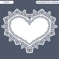 Greeting card with openwork border, paper doily under the cake, template for cutting in the form of heart, valentine card, weddin Royalty Free Stock Photo