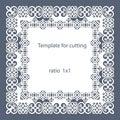 Greeting card with openwork border, paper doily under the cake, template for cutting, wedding invitation, decorative plate is lase