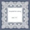 Greeting card with openwork border, paper doily under the cake, template for cutting, wedding invitation, decorative plate is lase