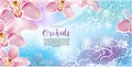 Greeting card with orchids flowers Royalty Free Stock Photo