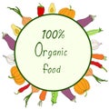 Greeting card with organic vegetables for health