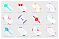 Greeting card paper gift bows ribbons set flat design abstract vector illustration