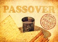 Greeting card with the Passover Pesach - spring Great Jewish Holiday