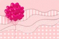 Greeting Card with Pink hearts balloons on the layered background for Valentines, Wedding, Mother Day Royalty Free Stock Photo