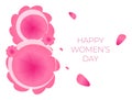 Greeting card with pink rose petals. 8 march - happy women's day Royalty Free Stock Photo