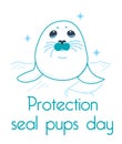 Greeting card Protection seal pups