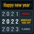 Quirky 2022 Passage-Themed Greeting Card with Airport Notice Board
