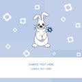 Greeting card. Rabbit blue