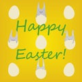 Greeting Card with Rabbits in Eggs