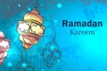 Greeting Card Ramadan Kareem. Lamps for Ramadan. Royalty Free Stock Photo