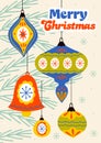 Greeting card with retro  Christmas decorations Royalty Free Stock Photo