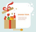 Greeting card for Rosh Hashana, jewish holiday.