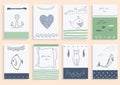 Greeting card set cute sea objects collection. Royalty Free Stock Photo