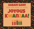 Greeting card for social media post wising Joyous Kwanzaa - African American heritage holiday in USA with traditional seven Royalty Free Stock Photo