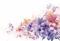 Watercolor Illustration Flowers In Simple Background