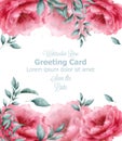 Greeting card with spring flowers banner watercolor Vector. Beautiful vintage pastel colors floral decor posters Royalty Free Stock Photo