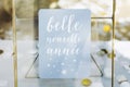 Greeting card with stars and French text Belle Nouvelle AnnÃÂ©e Beautiful New Year