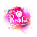 Greeting Card with Stylish Text for Happy Rakhi.