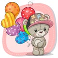 Greeting card Teddy Bear with balloons