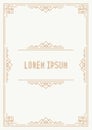 Greeting card template art deco style with gold frame on white background