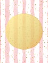 Greeting card template. Gold glitter foil dots confetti on striped white and pink watercolor background. EPS 10 Royalty Free Stock Photo