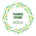 Greeting card thanksgiving background, with vintage yellow flower frame. Vector