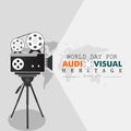 Greeting card on the theme of World Audiovisual heritage day observed each year on October 27 across the globe