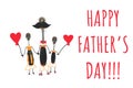 greeting card three screwdrivers in black and orange on a white background with a black shiny mustache and bolts and nuts.