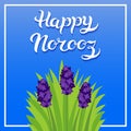 Greeting Card with title Happy Norooz. Word Norooz mean the traditional Persian New Year Holiday