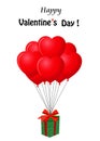 Greeting card for Valenines day with gift and balloons