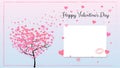 Greeting card for Valentine`s day in blue and pink color with a frame.