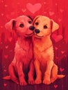 Greeting card on Valentine\'s Day with a couple of dogs in love Royalty Free Stock Photo