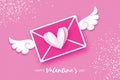 Greeting card for Valentine`s day. Mail Love and envelope