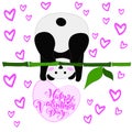Greeting card for valentine s day. panda. vector