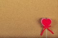 Greeting Card for Valentine`s Day. Red heart on wooden background. Copy space. Flat lay Royalty Free Stock Photo