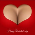 Greeting card. Valentine`s Day. realistic woman breast