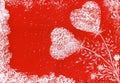 Greeting card for Valentine`s Day. White hearts on a red background. Concept love, kindness Royalty Free Stock Photo