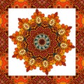 Greeting card or wedding invitation with flower - mandala in indian style.