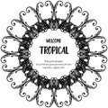 Greeting card welcome tropical, ornate flower and leaves. Vector Royalty Free Stock Photo