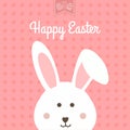 Greeting card with with white Easter rabbit. Funny bunny. Easter Bunny.