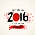 Greeting card for Year of the Monkey 2016. Royalty Free Stock Photo