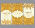 Greeting cards in east style on gold background