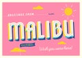 Greetings from Malibu, California, USA - Touristic Postcard.