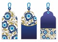 Greeting cards with turkish evil eye nazar boncuk charms. Vector illustration