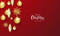 For greeting cards, a vector image of a Christmas celebration background with golden christmas balls Royalty Free Stock Photo